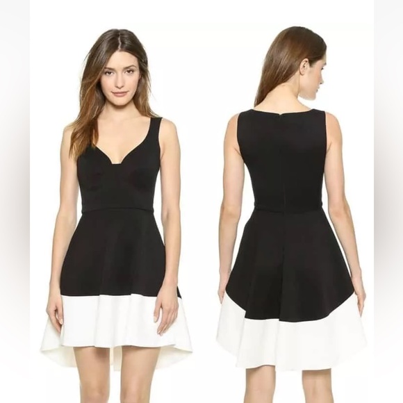 NWT Black Halo Size 12 Reese Dress in Black & Coconut - Picture 1 of 8